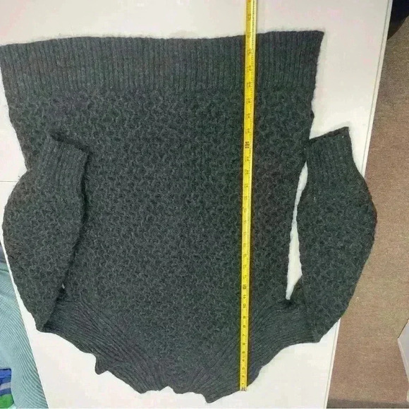 ANTHROPOLOGIE Bia Mock Neck Tunic Sweater Carbon Gray M Soft - Picture 4 of 9